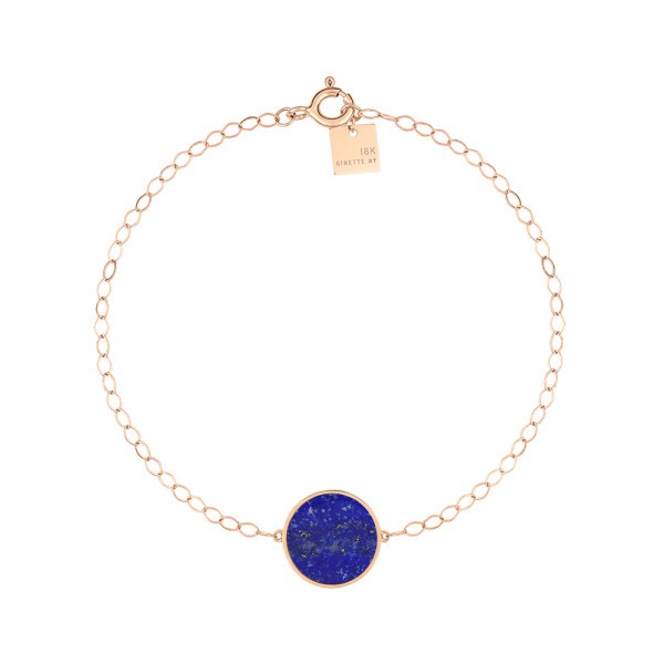 Bracelet Ginette NY Ever Disc en or rose et lapis lazuli