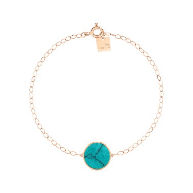 Bracelet Ginette NY Ever Disc en or rose et turquoise