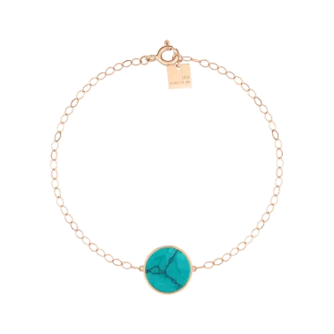 Bracelet Ginette NY Ever Disc en or rose et turquoise