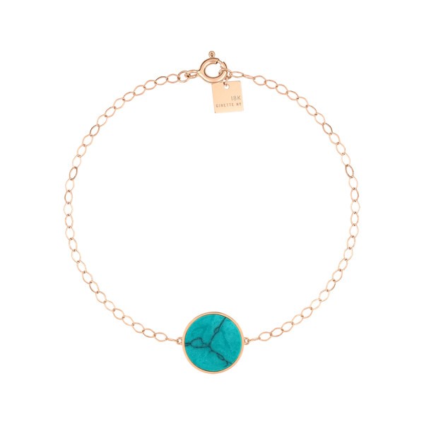 Bracelet Ginette NY Ever Disc en or rose et turquoise