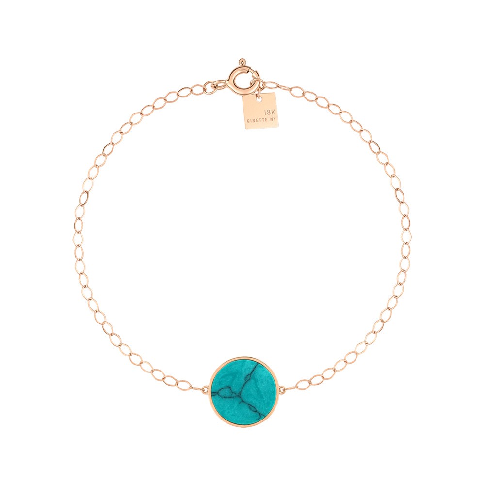 Bracelet Ginette NY Ever Disc en or rose et turquoise