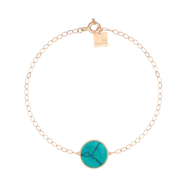 Bracelet Ginette NY Ever Disc en or rose et turquoise