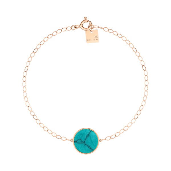 Bracelet Ginette NY Ever Disc en or rose et turquoise