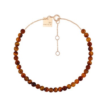 Bracelet Ginette NY Maria Mini Bead en or rose et œil de tigre