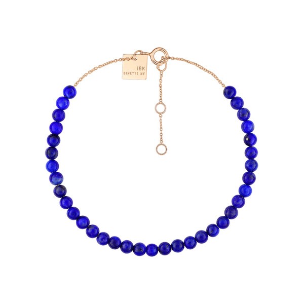 Bracelet Ginette NY Maria Mini Bead en or rose et lapis lazuli