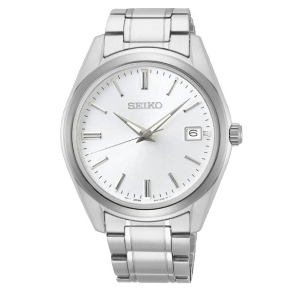 Montre Seiko Classique quartz cadran argenté bracelet acier 40,2 mm