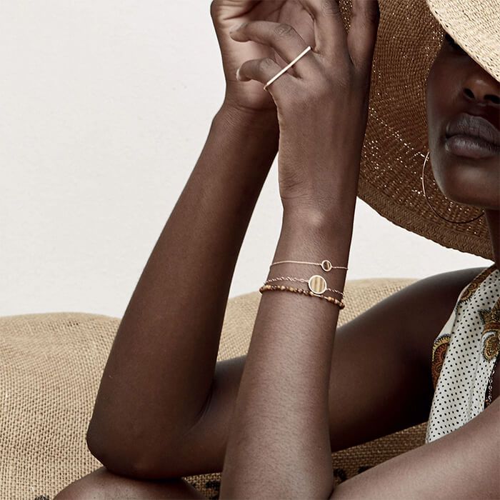 Bracelet Ginette NY Maria Mini Bead en or rose et œil de tigre