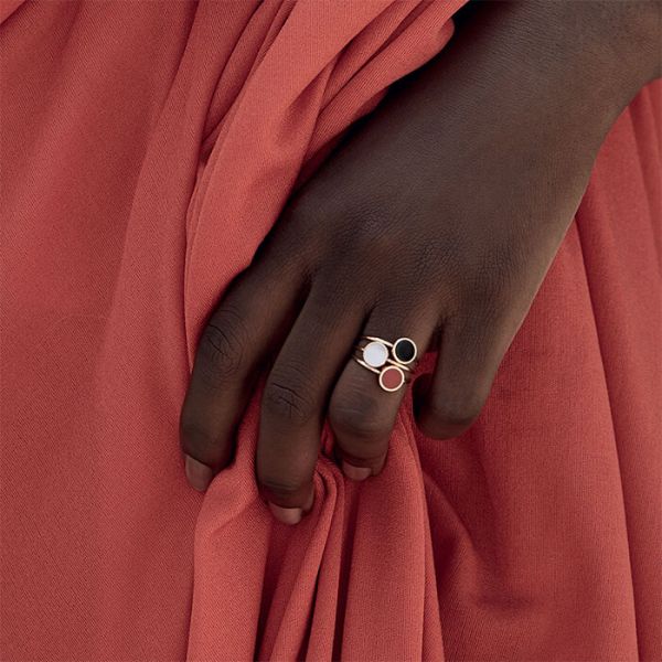 Bague Ginette NY Mini Ever Disc en or rose et agate