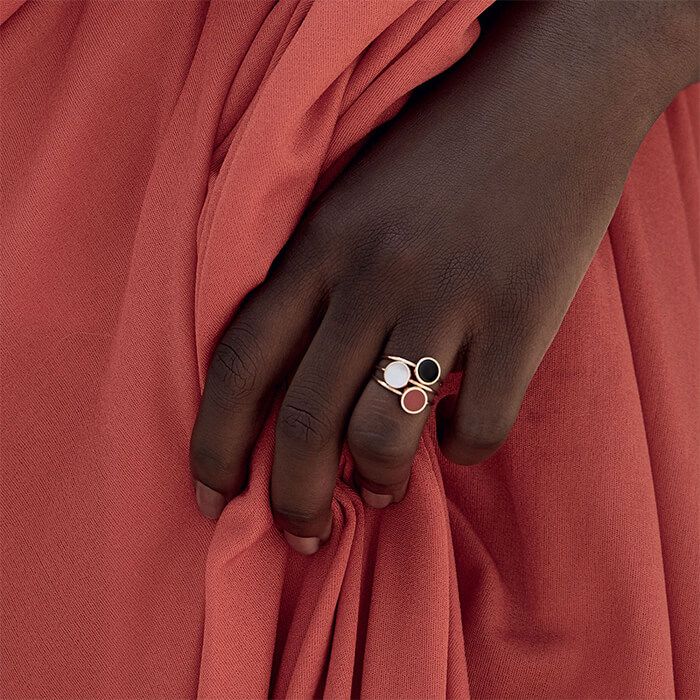 Bague Ginette NY Mini Ever Disc en or rose et agate