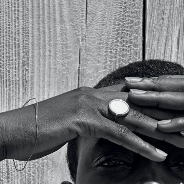 Bague Ginette NY Disc en or rose et agate