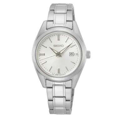 Montre Seiko Classique quartz cadran blanc bracelet acier 29,8 mm