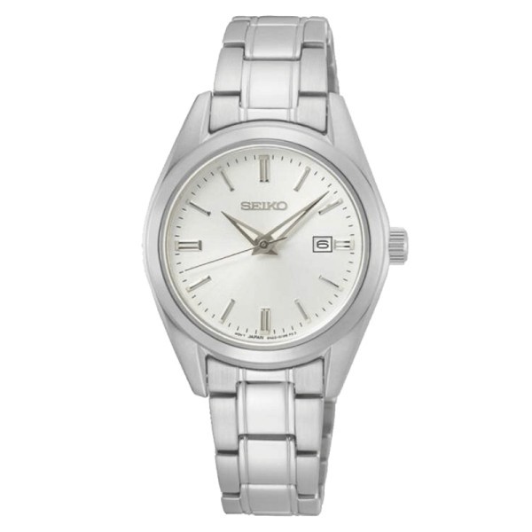 Montre Seiko Classique quartz cadran blanc bracelet acier 29,8 mm