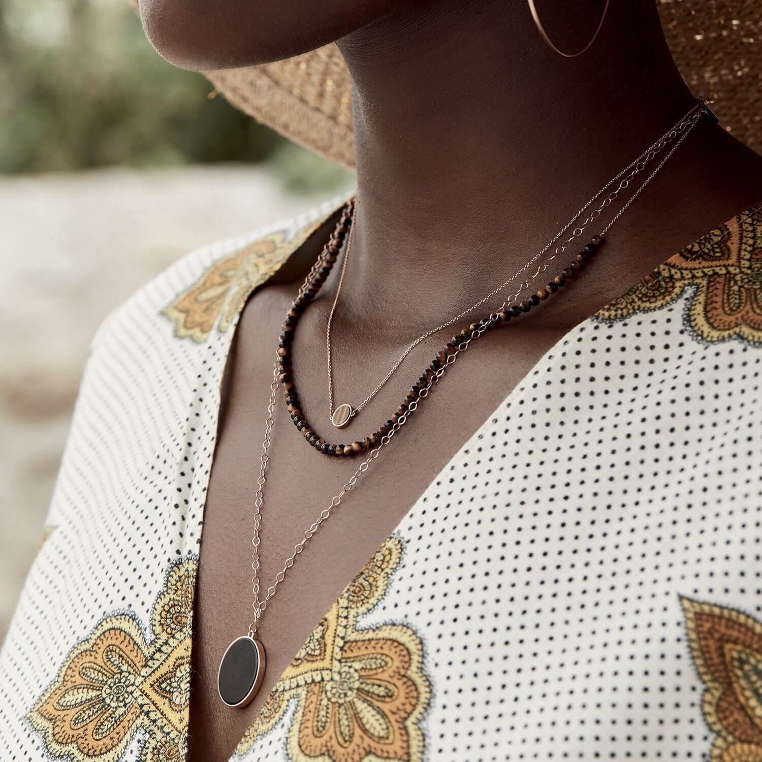 Collier Ginette NY Jumbo Ever en or rose et onyx