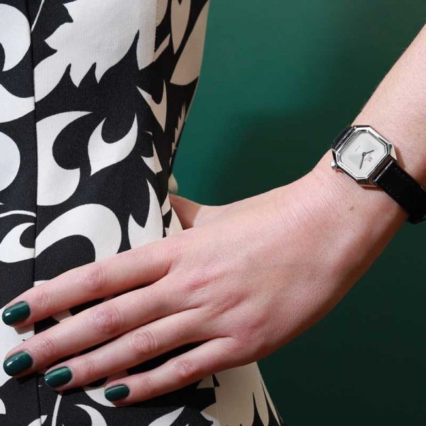 Montre March LA.B Lady Mansart White quartz bracelet cuir noir