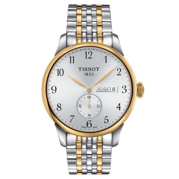 Montre Tissot T-Classic Le Locle automatique petite seconde cadran argent  bracelet acier bicolore 39,3 mm