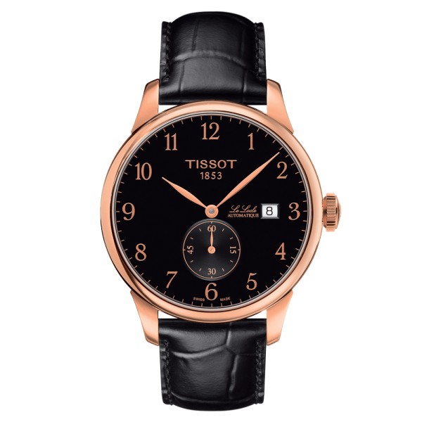 Montre Tissot T-Classic Le Locle automatique petite seconde cadran noir bracelet cuir noir 39,3 mm T006.428.36.052.00