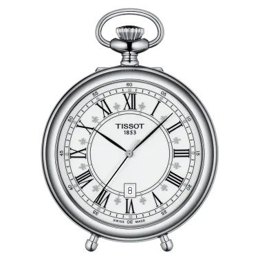 Montre Tissot T-Pocket Stand Alone quartz laiton plaqué palladium cadran blanc 49,6 mm