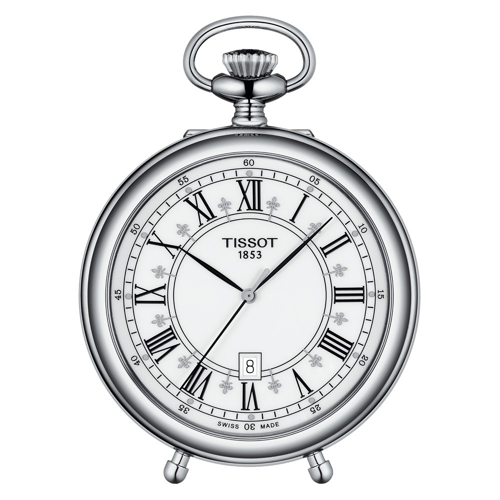 Montre Tissot T-Pocket Stand Alone quartz laiton plaqué palladium cadran blanc 49,6 mm