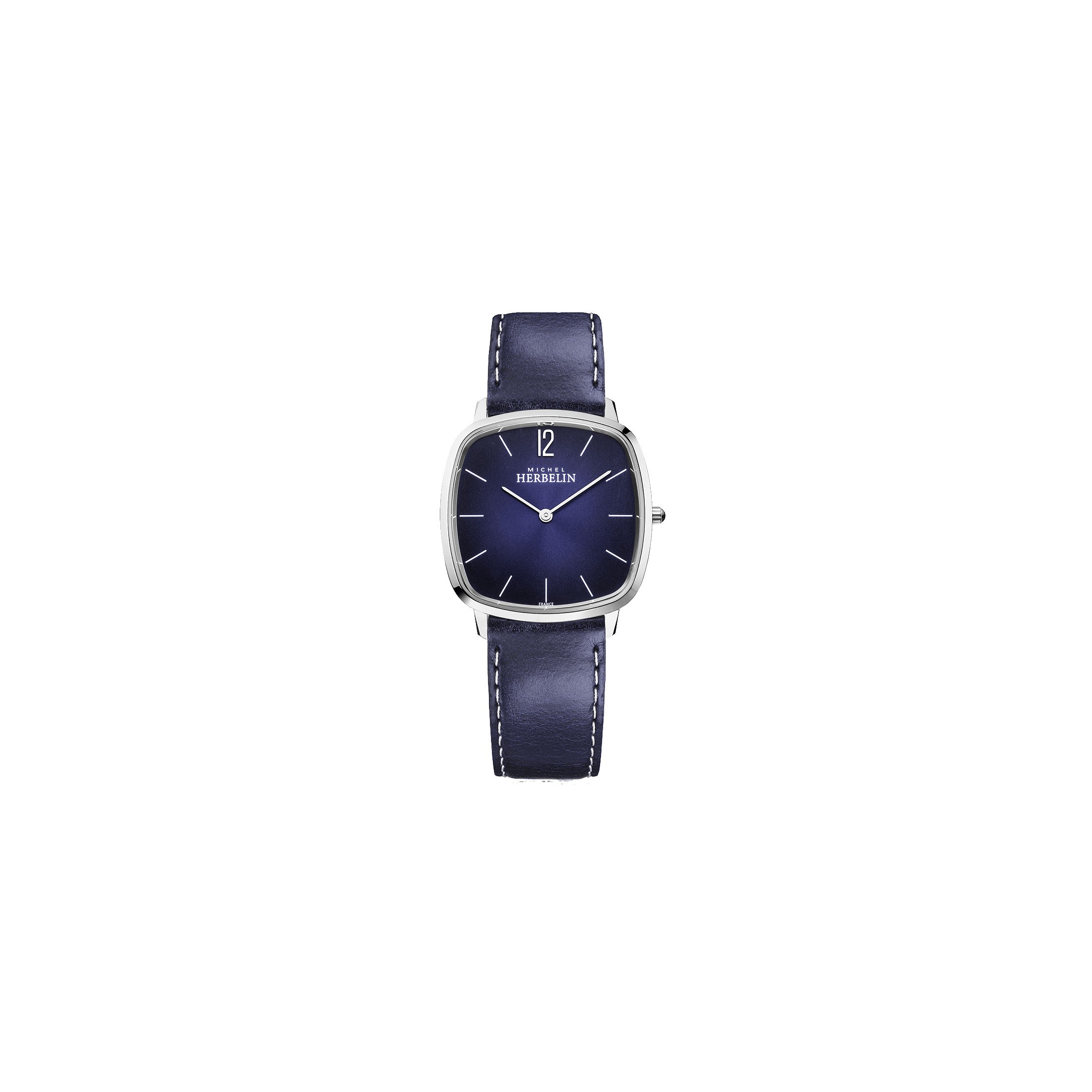 Montre Michel Herbelin City quartz cadran bleu bracelet cuir bleu