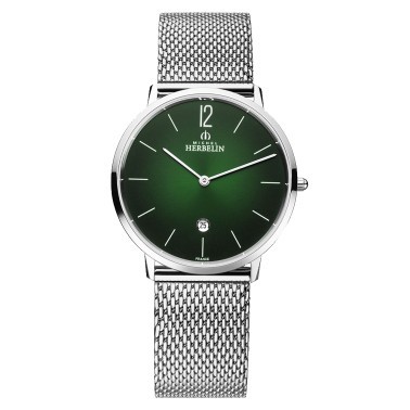 Montre Michel Herbelin City quartz cadran vert bracelet acier 38,7 mm