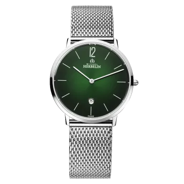 Montre Michel Herbelin City quartz cadran vert bracelet acier 38,7 mm