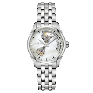 Montre Hamilton Jazzmaster Open Heart Lady automatique cadran nacre bracelet acier 36 mm H32215190