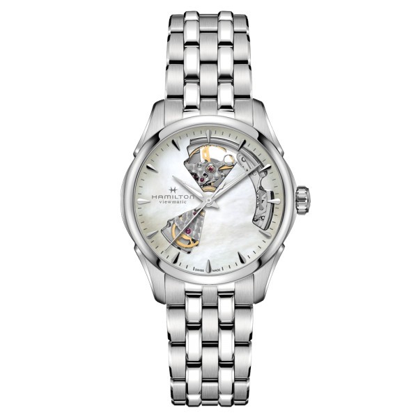 Montre Hamilton Jazzmaster Open Heart Lady automatique cadran nacre bracelet acier 36 mm