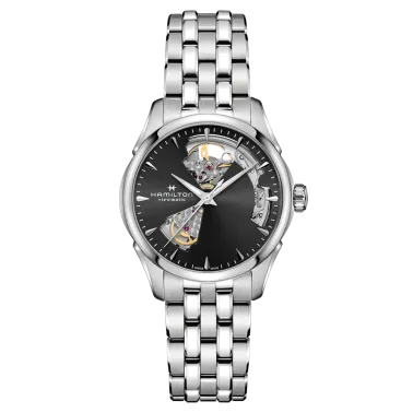 Montre Hamilton Jazzmaster Open Heart Lady automatique cadran anthracite bracelet acier 36 mm