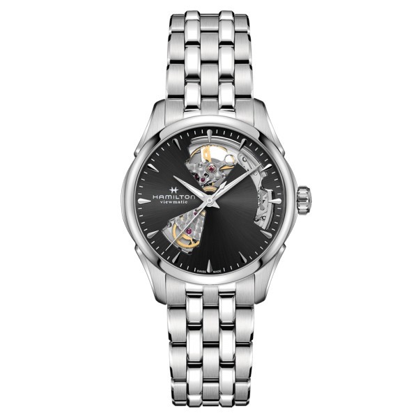 Montre Hamilton Jazzmaster Open Heart Lady automatique cadran anthracite bracelet acier 36 mm