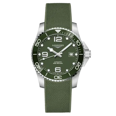 Montre Longines HydroConquest automatique cadran vert bracelet caoutchouc vert 43 mm L3.782.4.06.9