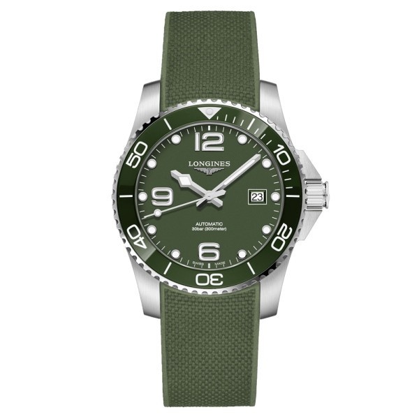 Montre Longines HydroConquest automatique cadran vert bracelet caoutchouc vert 43 mm