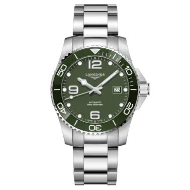 Longines HydroConquest automatic watch green dial 41 mm steel bracelet L3.781.4.06.6