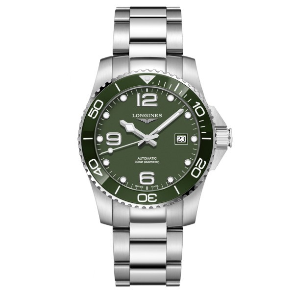 Longines HydroConquest automatic watch green dial 41 mm steel bracelet L3.781.4.06.6