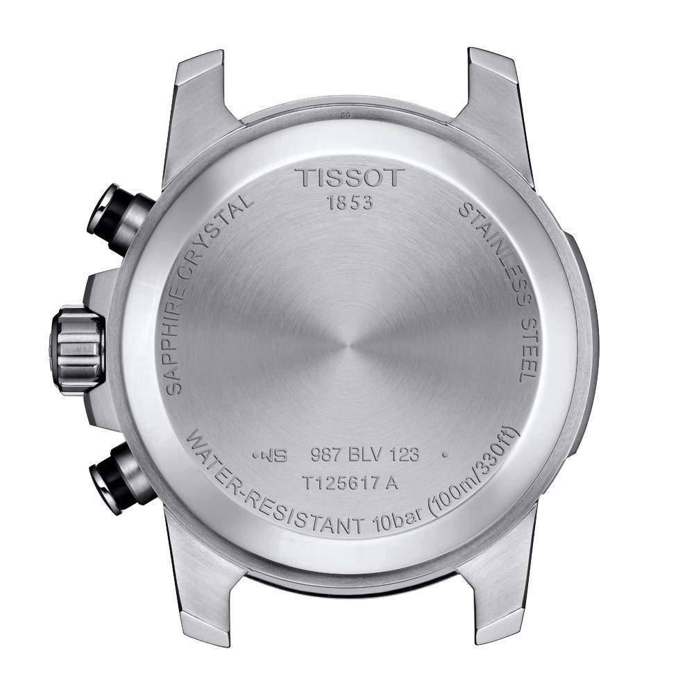 Montre Tissot T-Sport Supersport Chrono quartz cadran noir bracelet cuir noir 45,5 mm