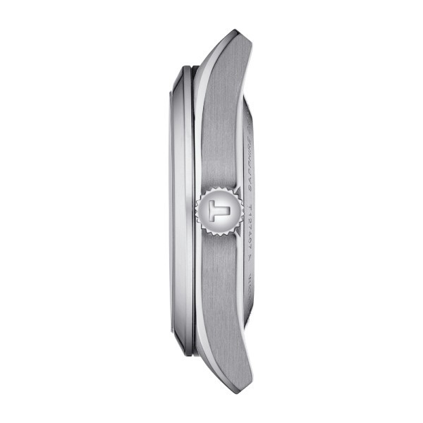 Montre Tissot T-Classic Gentleman Powermatic 80 cadran argent bracelet cuir brun 40 mm