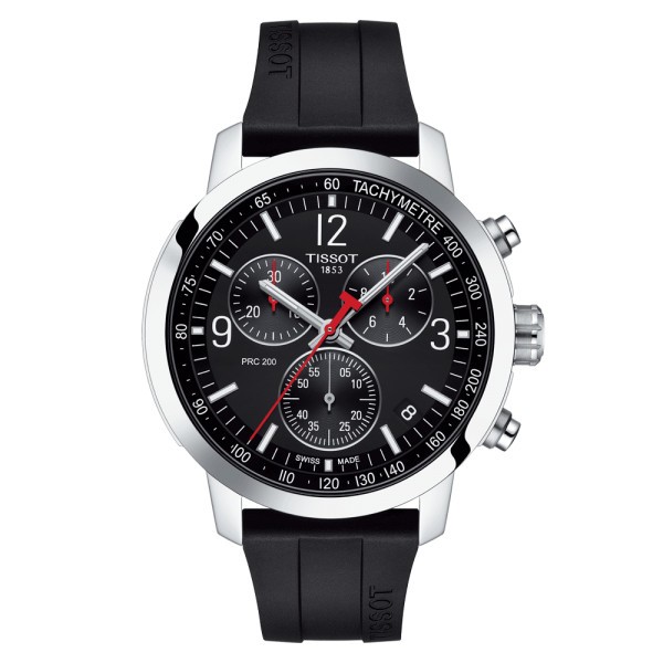 Tissot T-Sport PRC 200 Chronograph quartz watch black dial black rubber strap 43 mm T114.417.17.057.00