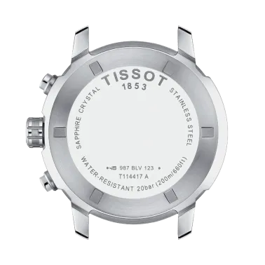 Montre Tissot T-Sport PRC 200 Chronograph quartz cadran noir bracelet acier 43 mm T114.417.11.057.00