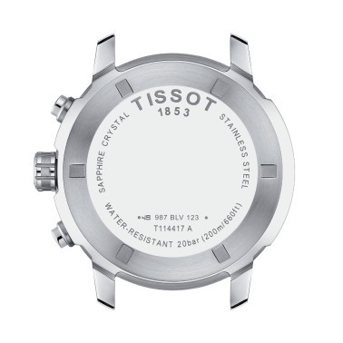 Tissot T-Sport PRC 200 Chronograph quartz watch black dial steel bracelet 43 mm T114.417.11.057.00