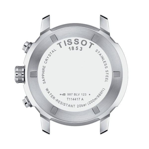 Montre Tissot T-Sport PRC 200 Chronograph quartz cadran noir bracelet acier 43 mm T114.417.11.057.00