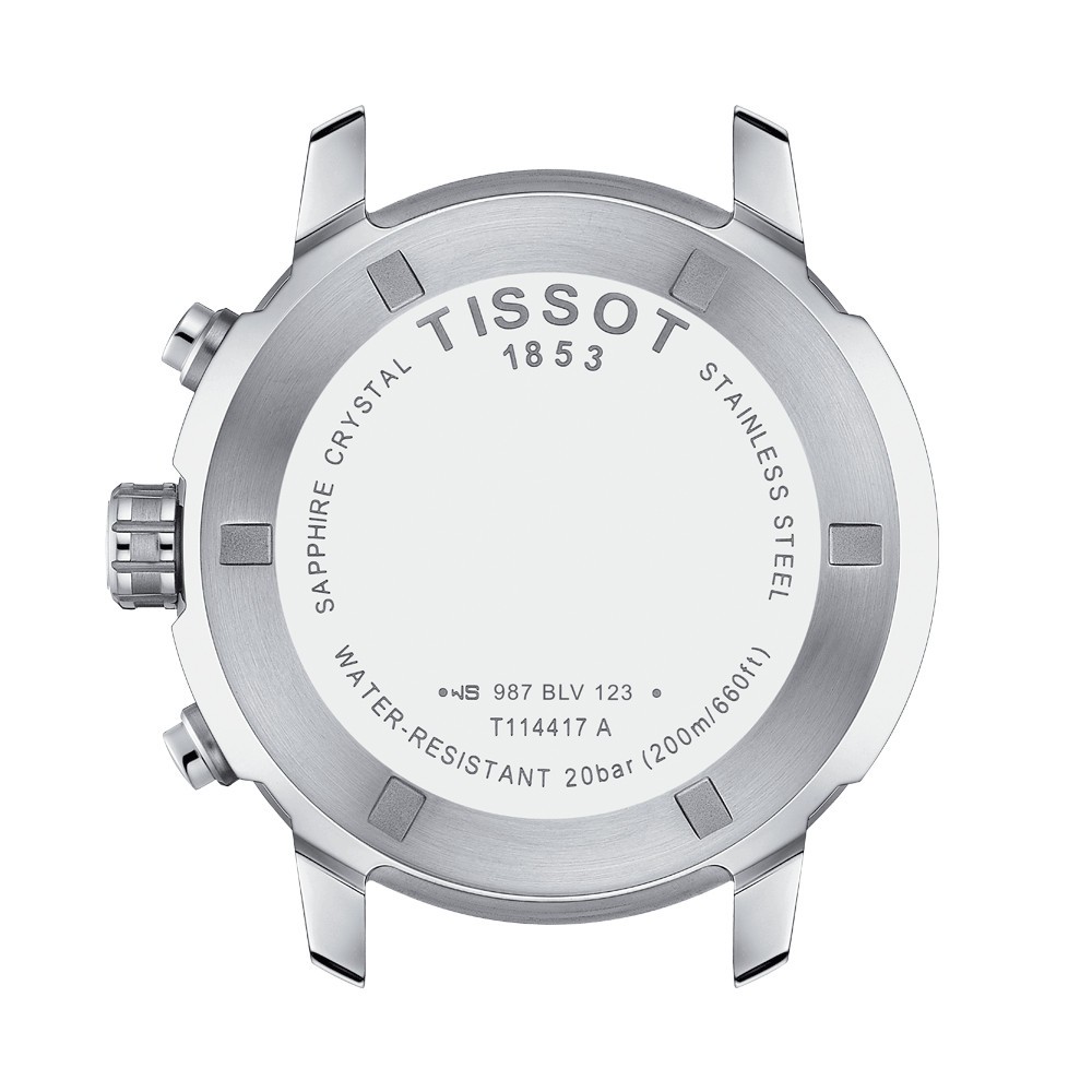 Montre Tissot T-Sport PRC 200 Chronograph quartz cadran noir bracelet acier 43 mm T114.417.11.057.00