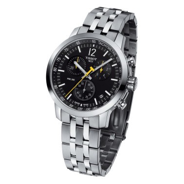Montre Tissot T-Sport PRC 200 Chronograph quartz cadran noir bracelet acier 43 mm T114.417.11.057.00
