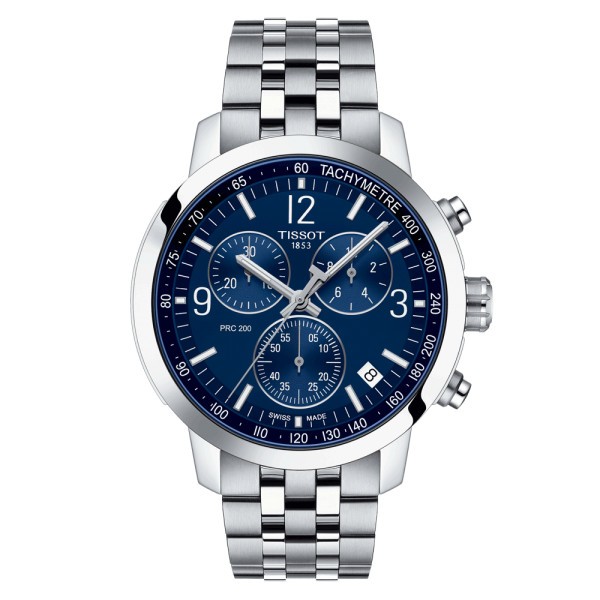 Montre Tissot T-Sport PRC 200 Chronograph quartz cadran bleu bracelet acier 43 mm T114.417.11.047.00