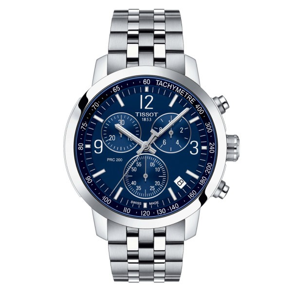 Tissot T-Sport PRC 200 Chronograph quartz watch blue dial steel bracelet 43 mm T114.417.11.047.00