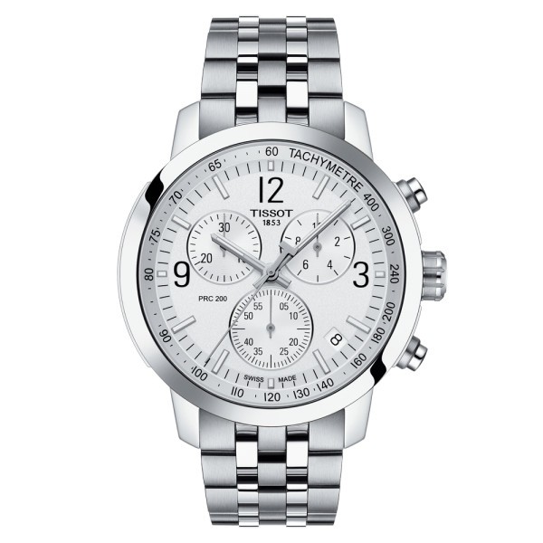 Tissot T-Sport PRC 200 Chronograph quartz watch silver dial steel bracelet 42 mm T114.417.11.037.00
