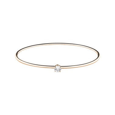 Bracelet Jonc flexible Lepage Pur en or rose et diamant