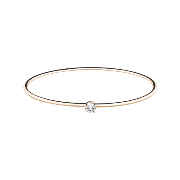 Bracelet Jonc flexible Lepage Pur en or rose et diamant