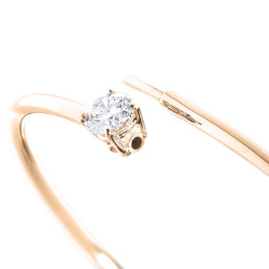 Bracelet Jonc flexible Lepage Pur en or rose et diamant