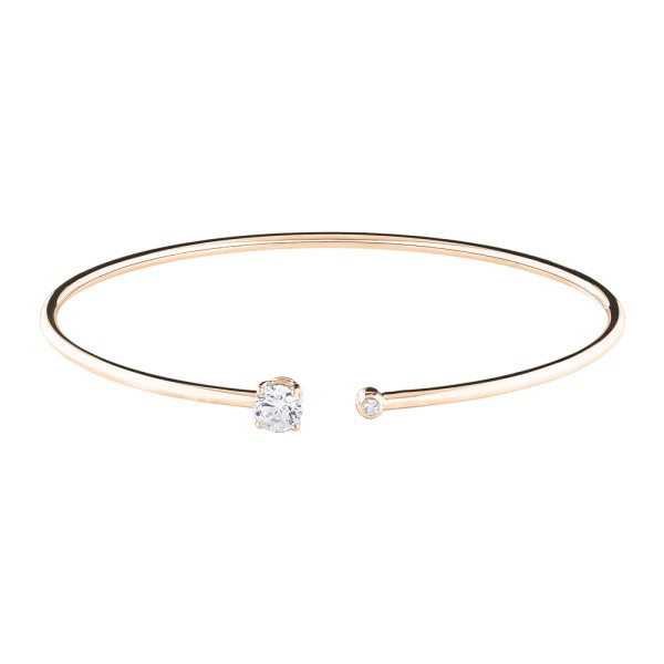 Bracelet Jonc flexible Lepage Beguin en or rose et diamants