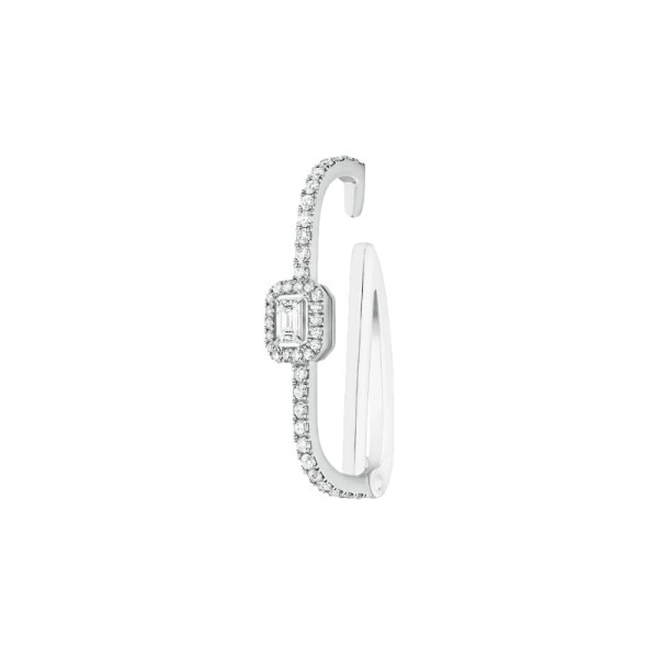 Boucle d'oreille clip Messika My Twin en or blanc et diamant émeraude 0,10 carat