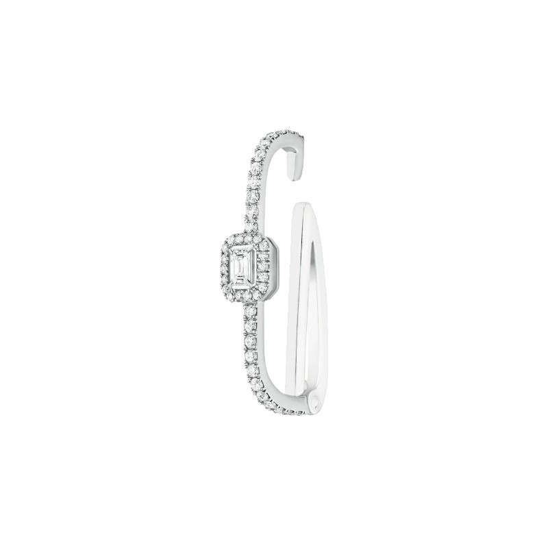 Boucle d'oreille clip Messika My Twin en or blanc et diamant émeraude 0,10 carat